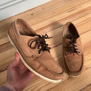 LL Bean Casco Bay Boat Shoes Mens 10.5 Tan Nubuck Leather Loafers 71341 Career